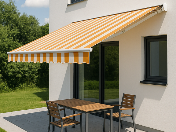 Faltarmmarkise Orane- Weiß gestreift